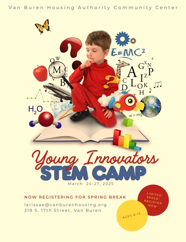 Young Innovators STEM Camp Flyer. All information on this flyer is listed above.